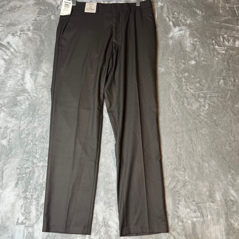 REACTION KENNETH COLE Mens Stretch Slim Fit Dress Pants 32W 29L Brown NWT